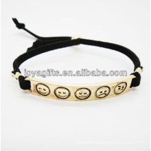 Bracelet en cuir blanc en alliage de couleur en alliage